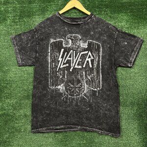 Slayer Eagle Statue Thrash Metal Band Mineral Wash T-Shirt Size Large